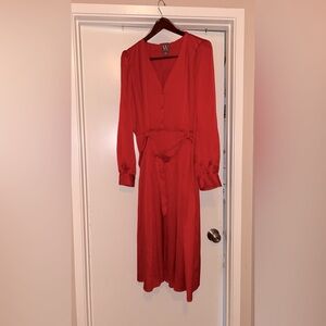 Red silk dress